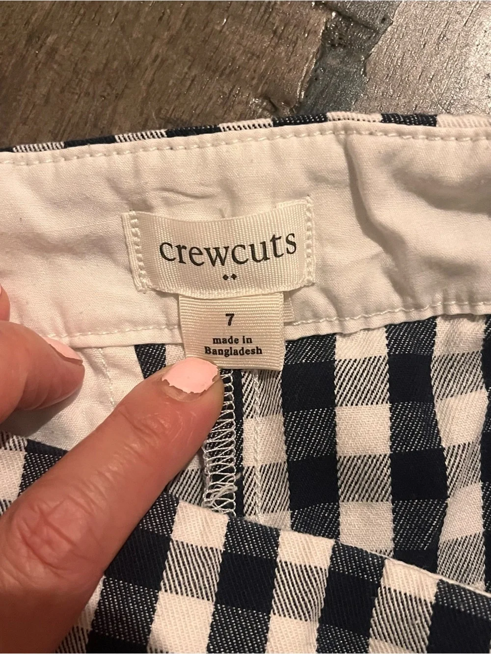 Crewcuts Navy & White Gingham Scalloped High-Waist Shorts